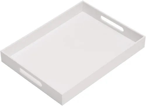 Miniatura 5 de KEVLANG - Bandeja de servir transparente y resistente de acrílico con asas - 12x16 pulgadas - Para servir café, aperitivos, desayuno, mayordomo