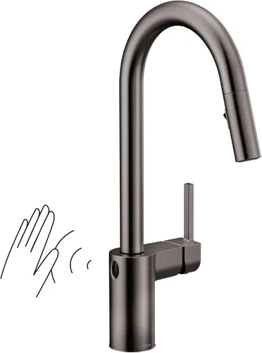 Moen Align Grifo de cocina Motionsense Wave con un solo sensor sin contacto, de un mango de arco alto moderno con acoplamiento de reflejo, color