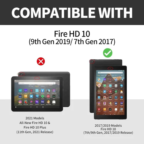 Miniatura 21 de Funda para tablet Fire 7 (12ª generación, versión 2022), delgada, a prueba de golpes, delgada, de piel sintética, con función de apagado/encendido