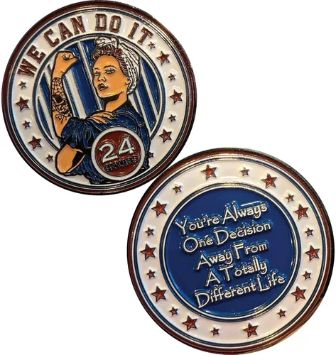 Miniatura 15 de Sobriety Coin – Rosie Strength Tattoo Recovery AA Chip, medallón de alta resistencia, regalo perfecto para cualquier persona en recuperación