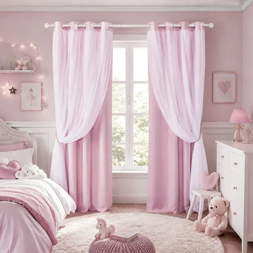 Miniatura 16 de PONY DANCE Cortinas de Doble Capa - Cortinas Opacas de 63 Pulgadas de Largo, Diseño con Ojales en la Parte Superior, Paneles Transparentes Blancos