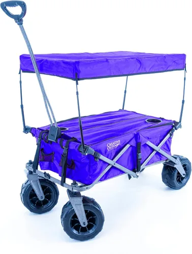 Miniatura 17 de Cochecito creativo para exteriores, carrito de playa XXL Deluxe con toldo, carrito plegable plegable y portátil, soporta hasta 200 libras de Ejército