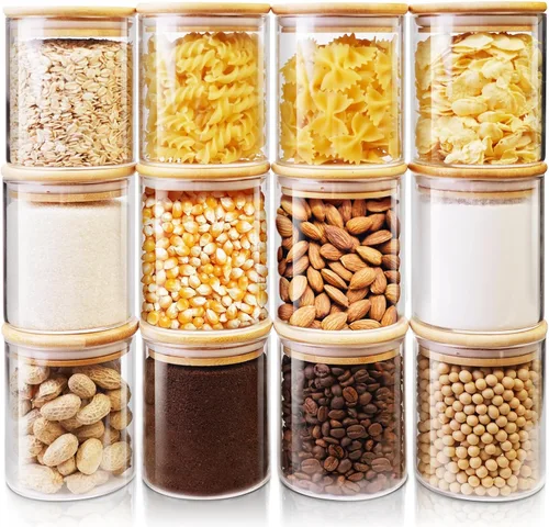Miniatura 11 de HomArtist Juego de 4 recipientes grandes de vidrio para harina y azúcar, 180oz x2 & 93oz x2, recipientes de vidrio para almacenamiento de alimentos