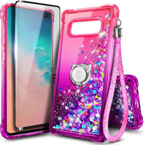 Miniatura 64 de NGB Diseñada para funda Samsung Galaxy Note 10+ (Plus), Rosa/Aguamarina Funda con Purpurina Líquida Brillante Linda para Mujeres Niñas Niños