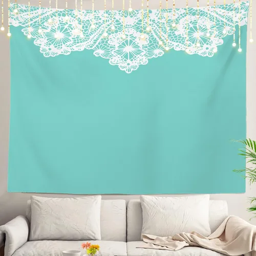 Miniatura 39 de Shrahala Tapiz de pared azul brillante, acuarela azul degradado para colgar en la pared, tapiz grande decorativo de fibra de poliéster, dobladillo