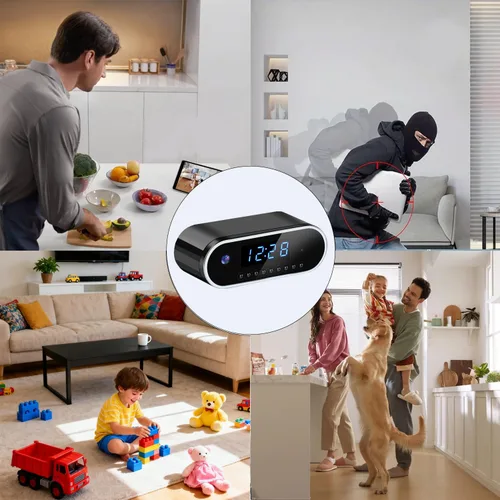 Miniatura 2 de Reloj inalámbrico con cámara oculta, cámara de niñera HD de 1080P con visión nocturna automática para monitoreo del hogar, detección de movimiento
