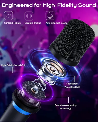 Miniatura 8 de Micrófono inalámbrico, silencio de un solo toque e iluminación RGB dinámica, micrófono dinámico de mano dual de grado profesional, alcance ultra
