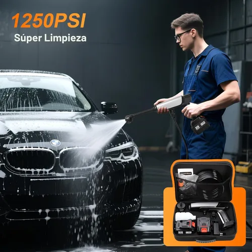 Miniatura 3 de Lavadora a presión inalámbrica alimentada por batería, lavadora eléctrica portátil con 2 baterías de 4.5 Ah 21 V y cargador y boquilla 6 en 1, 2
