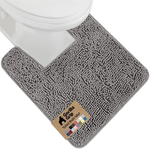 Miniatura 20 de Gorilla Grip - Tapete de baño afelpado, absorbente, peludo, de felpilla, para base de inodoro cuadrada, reverso de goma, suave, de microfibra, claro