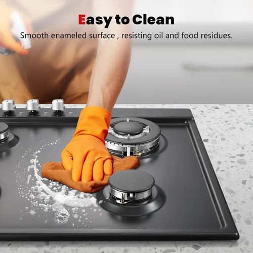 Miniatura 7 de Estufa de Gas de 24 Pulgadas Eascookchef, Placa de Cocina de Gas de 24 Pulgadas con 4 Quemadores, Placa de Cocina Empotrada NG/LPG Convertible