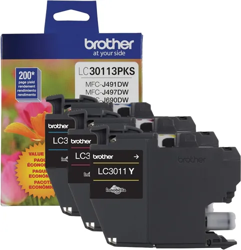 Miniatura 2 de Cartuchos de tinta de color genuinos Brother LC30113PKS de 3 unidades de rendimiento estándar, rendimiento de página de hasta 200 páginas/cartucho