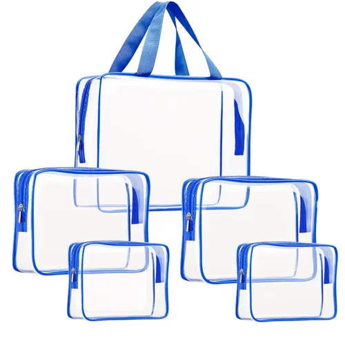 Miniatura 15 de Kit de 3 piezas de bolsas de artículos de aseo de viaje de PVC cristalino para mujeres y hombres, organizador de embalaje de vinilo impermeable