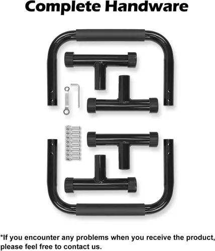 Miniatura 8 de TABEKE Barra para flexiones, paraletas de acero de 14 pulgadas de alto y barra para fondos con mango de espuma de cobertura completa, barras Negro