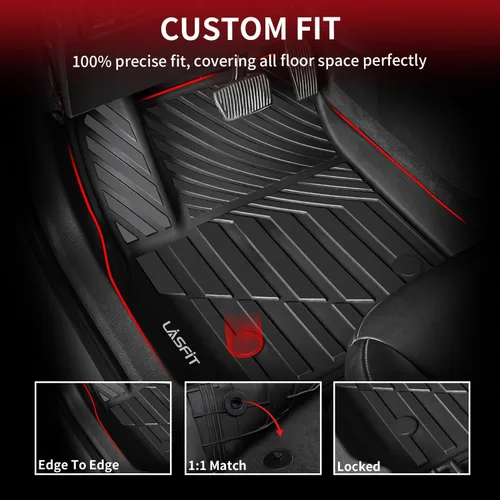 Miniatura 3 de LASFIT Juego completo de tapetes de elastómero termoplástico para todo tipo de clima de ajuste personalizado para automóviles, de 1ª y 2ª fila, 3