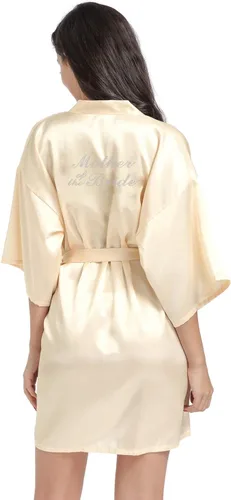 Miniatura 40 de Bata de boda para mujer, para novia, dama de honor, corta, de satén, kimono, batas de seda para prepararse, fiesta nupcial