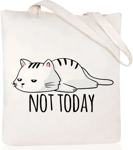 Miniatura 24 de Andeiltech - Bolsa de lona para mujer, con diseño de gato bonito y estética, bolsas reutilizables para compras y comestibles, con bolsillo