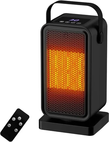 Calentador de espacio pequeño para uso en interiores, calentador de escritorio portátil de calentamiento rápido, modos de alimentación duales, Negro