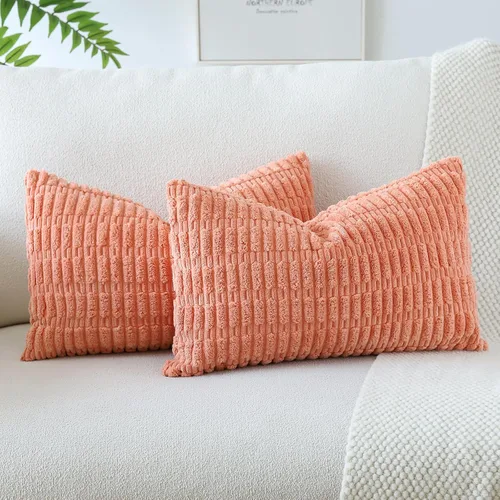 Miniatura 45 de OTOSTAR - Paquete de 2 fundas de cojín decorativas de pana suaves y a rayas estilo boho, fundas de cojín cuadradas para decoración del hogar, fundas
