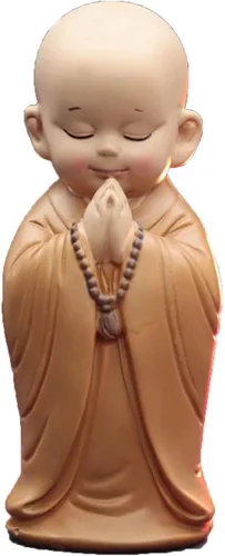 Miniatura 11 de Estatuilla de monje para decoración del hogar, estatua de Buda, figura de monje zen, lindo adorno de resina, mobiliario decorativo, arte chino