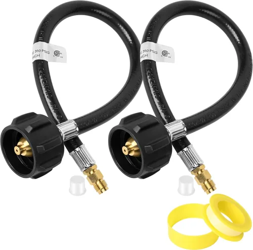 Miniatura 11 de Mangueras de propano para RV de 15 pulgadas con medidor, manguera trenzada de acero inoxidable para tanque de caravana, línea de manguera pigtail