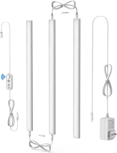 Miniatura 9 de ASOKO Iluminación LED regulable para debajo del armario para cocina, 6 barras de luz LED de 12 pulgadas, luz LED de armario blanca cálida 3000 K, 12