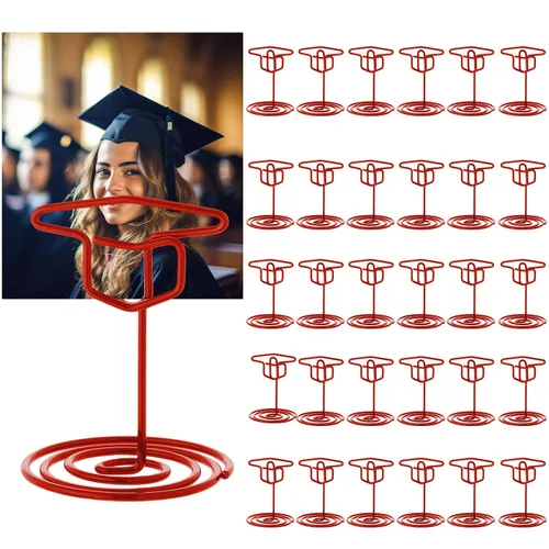 Miniatura 14 de Rtteri 30 piezas de soporte de foto de graduación con gorra de graduación de 2 pulgadas, soportes negros para centros de mesa, soportes de número