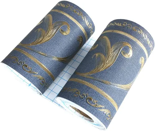 Miniatura 3 de UPREDO Papel tapiz decorativo 3D con moldura floral, borde impermeable para pared, techo, para baño, cocina, azulejos en muro, 4 pulgadas por 16.4