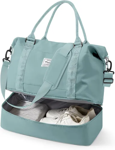 Miniatura 20 de VECAVE Bolsa de viaje para mujer, bolsa deportiva para gimnasio, E20-Púrpura profundo, Grande, Bolsa de viaje