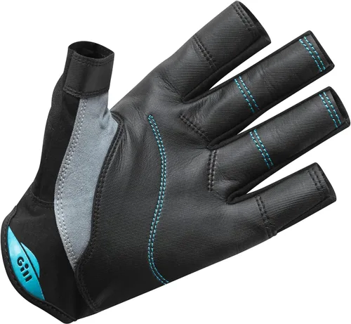 Miniatura 5 de Gill Guantes de vela de campeonato, dedo corto con dedos de 3/4 de longitud, tela Dura-Grip 50+ protección solar UV y repelente al agua Negro