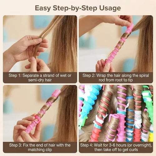 Miniatura 5 de 18 varillas de plástico en espiral para cabello, peluquería, peluquería, herramientas de salón para mujeres y niñas, colores aleatorios