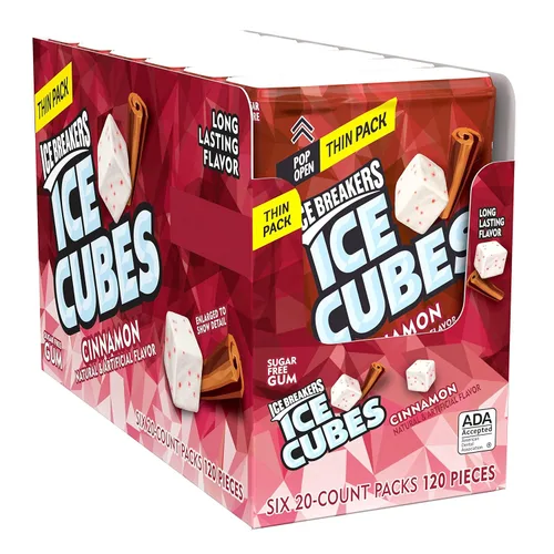 Miniatura 12 de ICE BREAKERS Ice Cubes - Botella de goma de mascar sin azúcar, 3.24 oz (40 piezas)