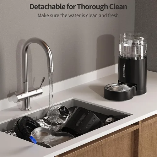Miniatura 4 de JUNSPOW Dispensador de agua para gatos con cuenco de acero inoxidable, dispensador automático de agua por gravedad para gatos o perros pequeños