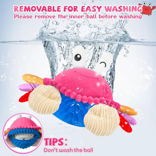 Miniatura 3 de SAIMAND Cangrejo Rosa de Arrastre Juguete para Bebé - Juguetes de Peluche Musicales Recargables con 40 Canciones y Grabadora de Voz, Juguete