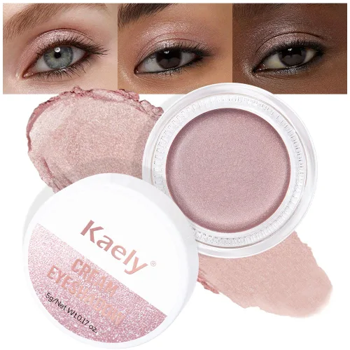 evpct Paleta de maquillaje en pote de sombra de ojos en crema única para mujeres mayores, sombra de ojos de champán con shimmer, glitter metálico y