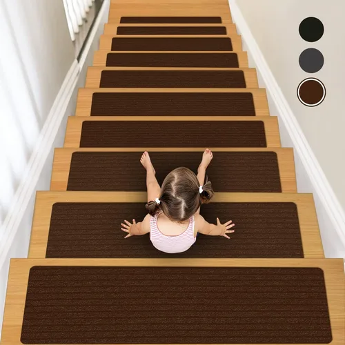 Miniatura 9 de Alfombras Antideslizantes para Escaleras, 7.8" X 30" (Paquete de 7) Alfombra de Escalera para Interiores y Exteriores, Alfombrillas Antideslizantes