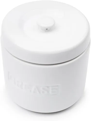 Miniatura 12 de Fox Run Recipiente de grasa de tocino de porcelana con colador, contenedor de grasa blanco para cocina, 5 x 5 x 5.5 pulgadas