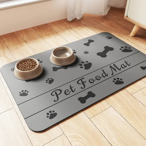 Miniatura 15 de Alfombrilla de alimentación para mascotas, mantel individual absorbente para tazón de comida y agua, con base de goma impermeable, de secado rápido