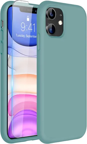 Miniatura 229 de Miracase Funda diseñada para iPhone 13, con protector de pantalla de vidrio templado, forro de microfibra suave antiarañazos, funda de goma
