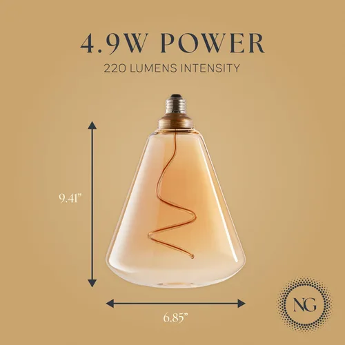 Miniatura 6 de Next Glow Bombilla LED decorativa Edison de filamento LED – 240 lúmenes, 4.9 W, regulable, 2000 K blanco cálido, base mediana E26 con impresionante