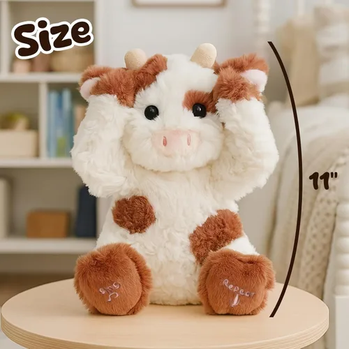 Miniatura 3 de Hopearl Peek A Boo Cow interactivo repite lo que dices, diario de peluche, juguete musical que canta y habla, adorable regalo eléctrico para niños