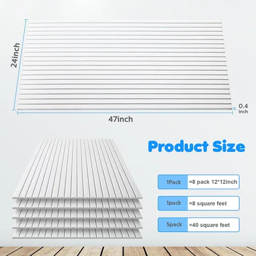Miniatura 2 de Woanger Paquete de 5 paneles acústicos grandes de 47 x 24 x 0.4 pulgadas, paneles de amortiguación de sonido, autoadhesivos, absorbentes de ruido, a