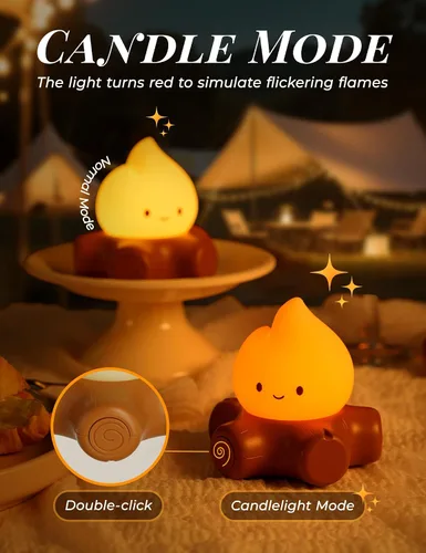 Miniatura 3 de 3 piezas Luz Nocturna de Fogata para Niños, Lindos Regalos de Lámpara de Fogata, Luces de Llama LED Iluminadas, Regulable, Luz Nocturna Recargable