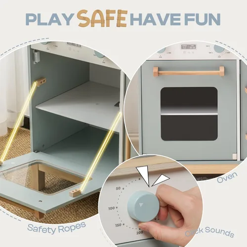 Miniatura 3 de ROBOTIME Juego de cocina para niños pequeños, juego de cocina de madera para niños con luces y sonidos reales, dispensador de cubitos de hielo, Azul
