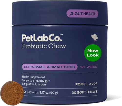 PetLab Co. Probióticos para perros – Apoyo a la salud intestinal, diarrea ocasional, salud digestiva, lamido de patas y alergias estacionales, sabor