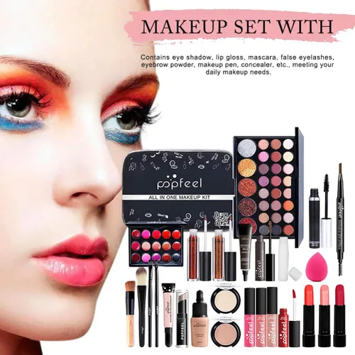 Miniatura 3 de Newooh - Juego de maquillaje profesional, kit de iniciación de cosméticos con bolsa de almacenamiento, paleta de maquillaje portátil de viaje, juego