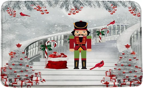 Miniatura 15 de GCTNBJL Juego de 3 alfombrillas de baño para árbol de Navidad, diseño de copo de nieve, rojo, gris, dibujos animados, invierno, vacaciones, baño