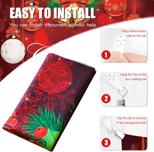 Miniatura 5 de OTOSTAR Tapiz de Navidad con diseño de bola de Navidad, Feliz Navidad y Feliz Año Nuevo, tapiz para colgar en la pared, adornos de Navidad, adornos