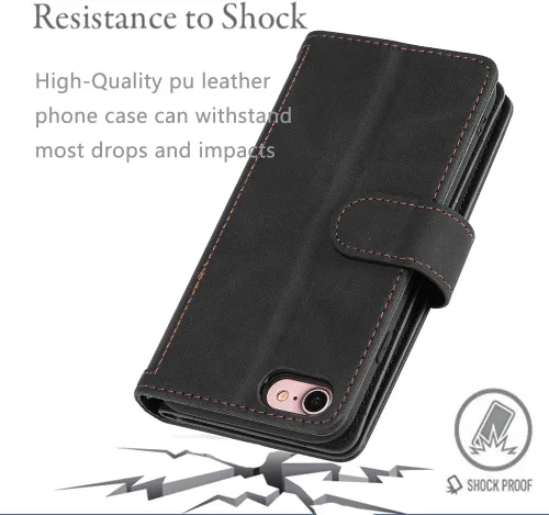Miniatura 5 de UEEBAI Funda tipo cartera para iPhone SE 2022 5G/iPhone 7/iPhone 8/iPhone SE 2020, retro con 9 ranuras para tarjetas, bolsillo con cremallera, funda