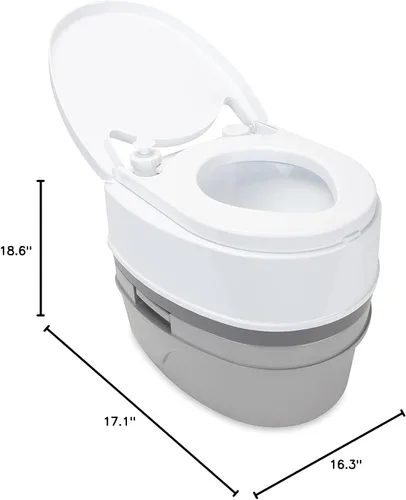 Miniatura 10 de Camco Inodoro de Viaje Premium para RV - Cuenta con un tanque de retención desmontable de 5.3 galones, diseño de descarga por bomba y cierre