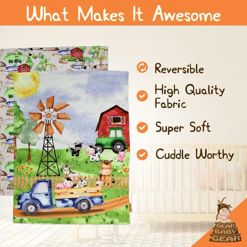 Miniatura 3 de Dear Baby Gear - Mantas reversibles para bebé - Manta suave para recién nacido - Blanco para niños pequeños - Manta para niños y niñas - Mantas